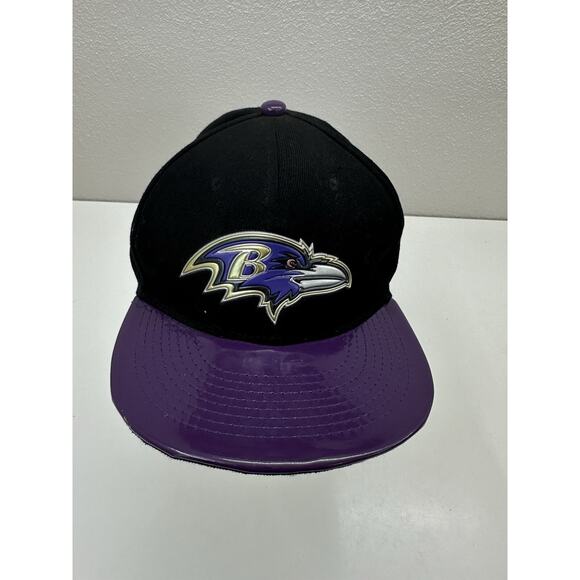 New Era 59Fifty Snapback NFL Vintage Black Baltimore Ravens Purple Leather Brim - Picture 1 of 10
